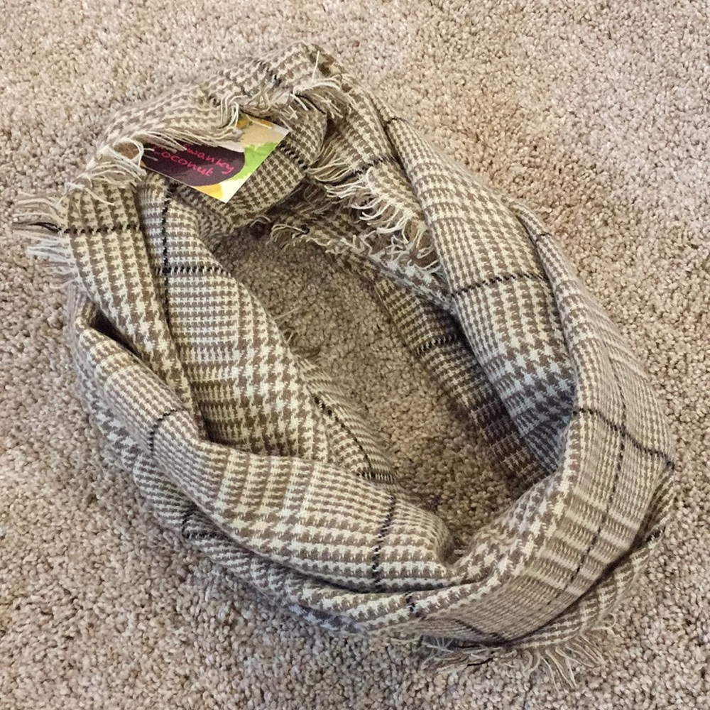 Taupe Glen Check Infinity Scarf